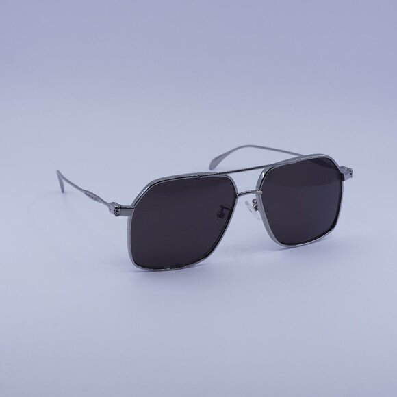 Alexander McQueen AM0372S 001 Sunglasses Ruthenium Aviator Frame, Grey Lenses - Picture 1 of 11